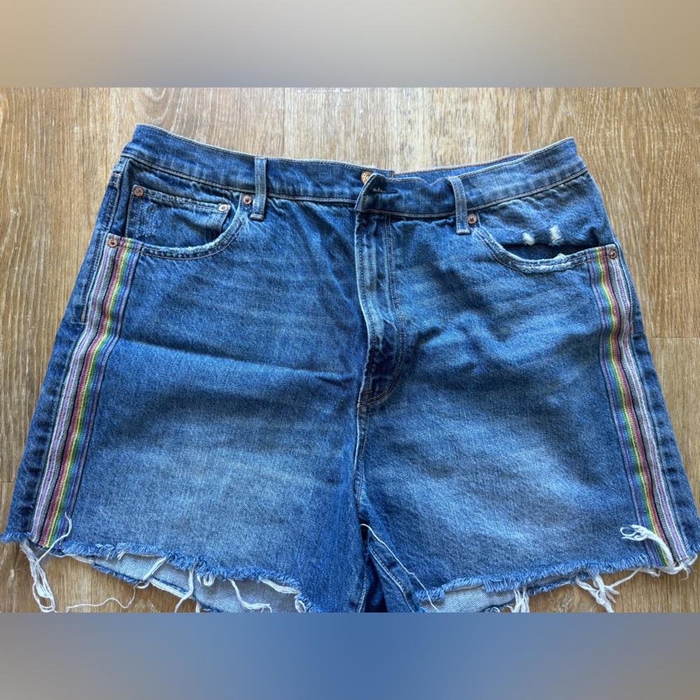 American Eagle Denim Shorts with Colorful Side Stripes- Size 18 - Picture 2 of 5